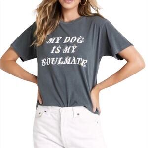 WILDFOX My Soulmate Keke Graphic T-Shirt Tee Asphalt NWT Small S Dog Pet Cutesy